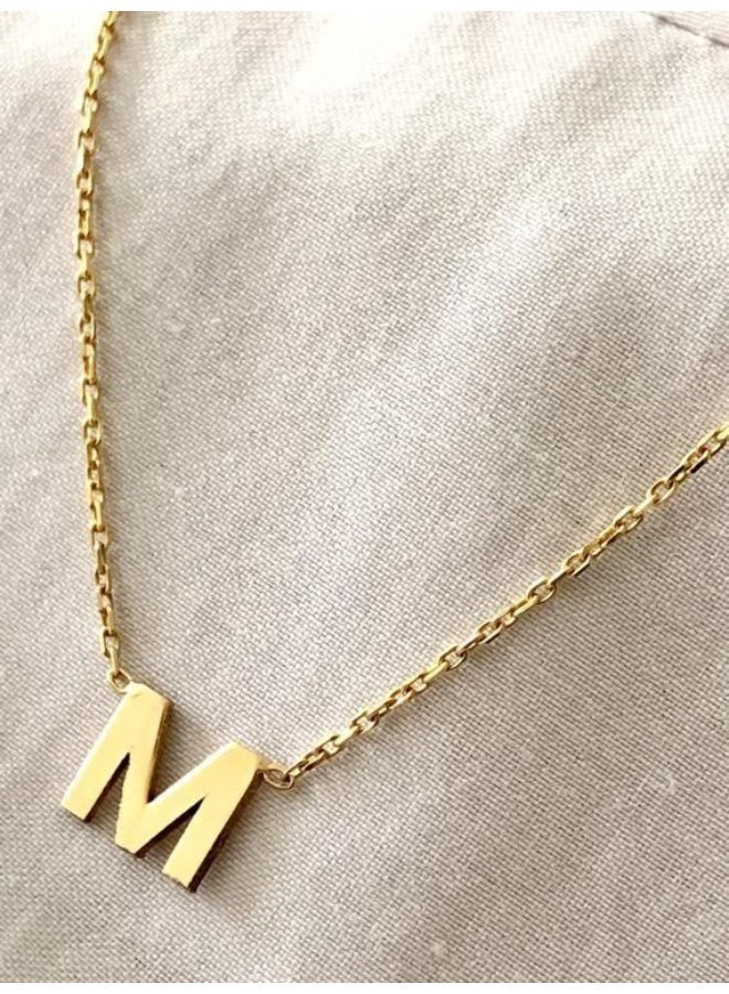 قلادة ذهبية بحرف M، سلسلة قلادة بحرف، مجوهرات بسيطة - Image 1